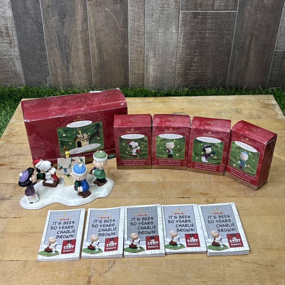 Hallmark Peanuts Snoopy Christmas Ornament Set Woodstock Display 5 Boxes